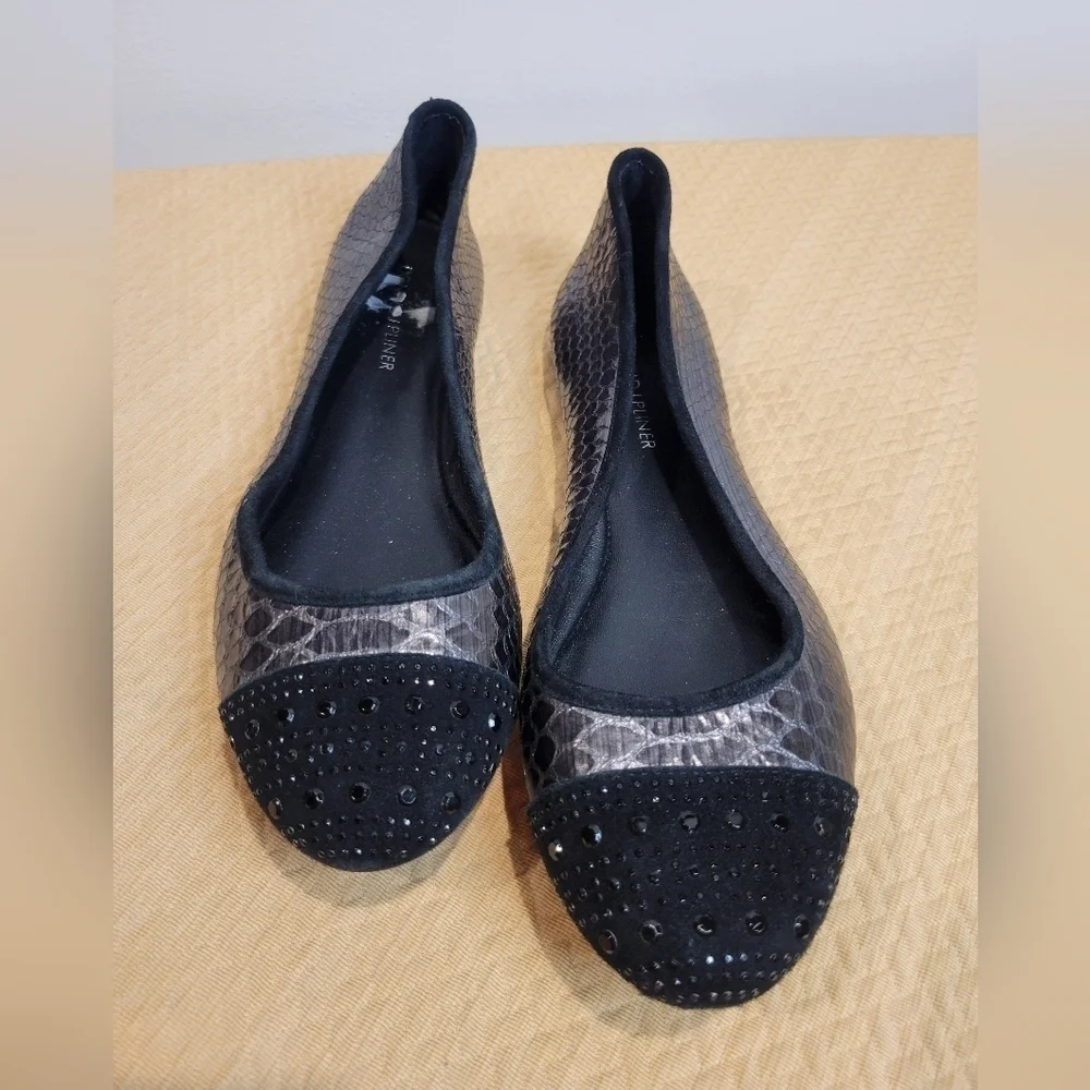 Donald j pliner size 9m great animal print black/silver ballet flats